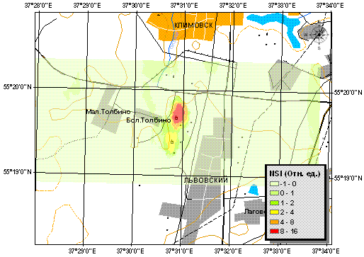 NSI distribution on territory surveyed